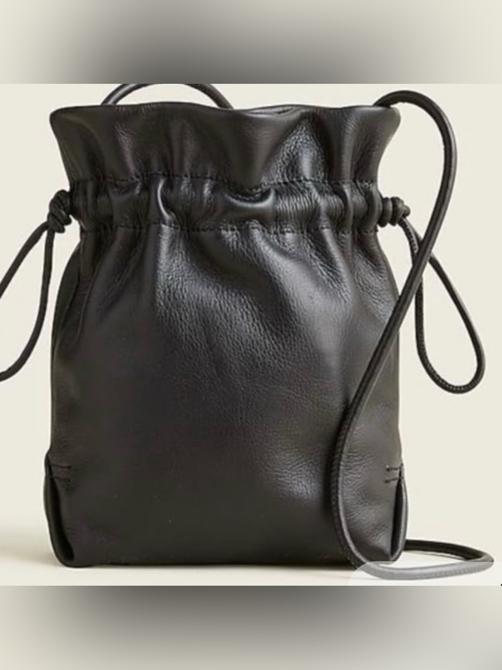 J. Crew Lisbon Black Drawstring Bag In Leather